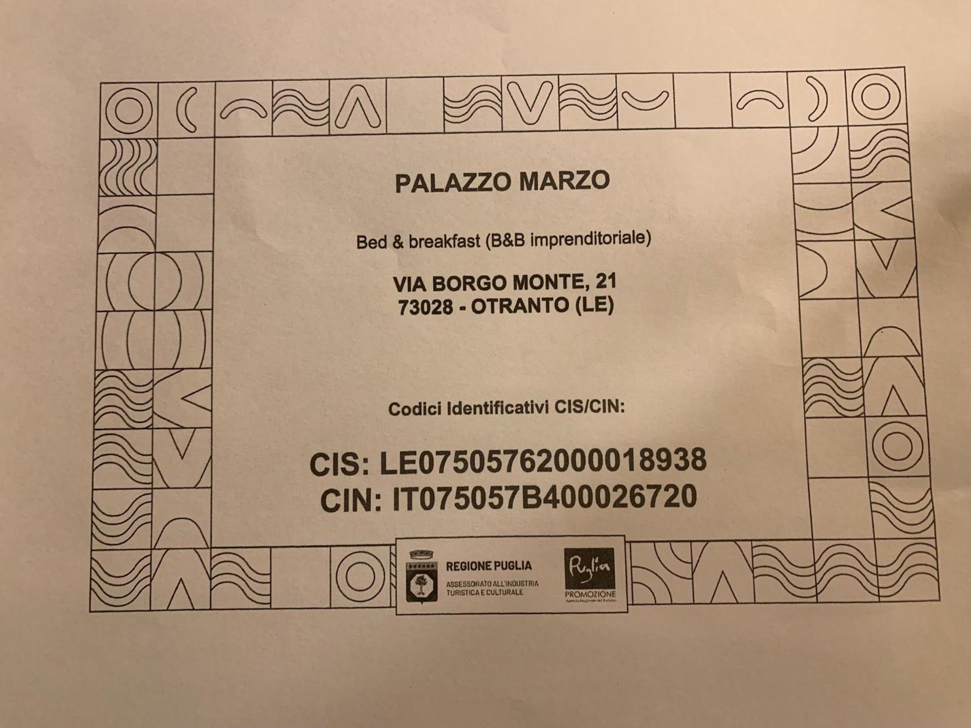 B&B Palazzo Marzo Отранто Экстерьер фото